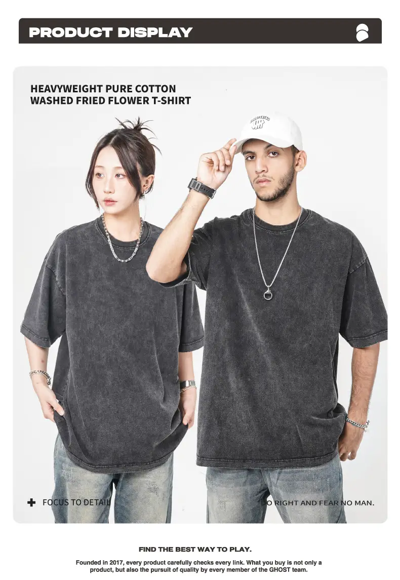 Cross-Border Heavyweight Cotton T-Shirt Grey 260g — feature 17