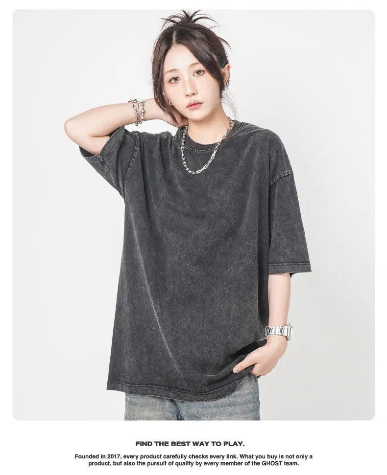 Cross-Border Heavyweight Cotton T-Shirt Grey 260g — feature 18