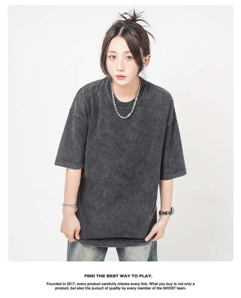 Cross-Border Heavyweight Cotton T-Shirt Grey 260g — feature 19