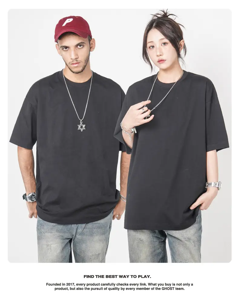 Cross-Border Heavyweight Cotton T-Shirt Grey 260g — feature 20