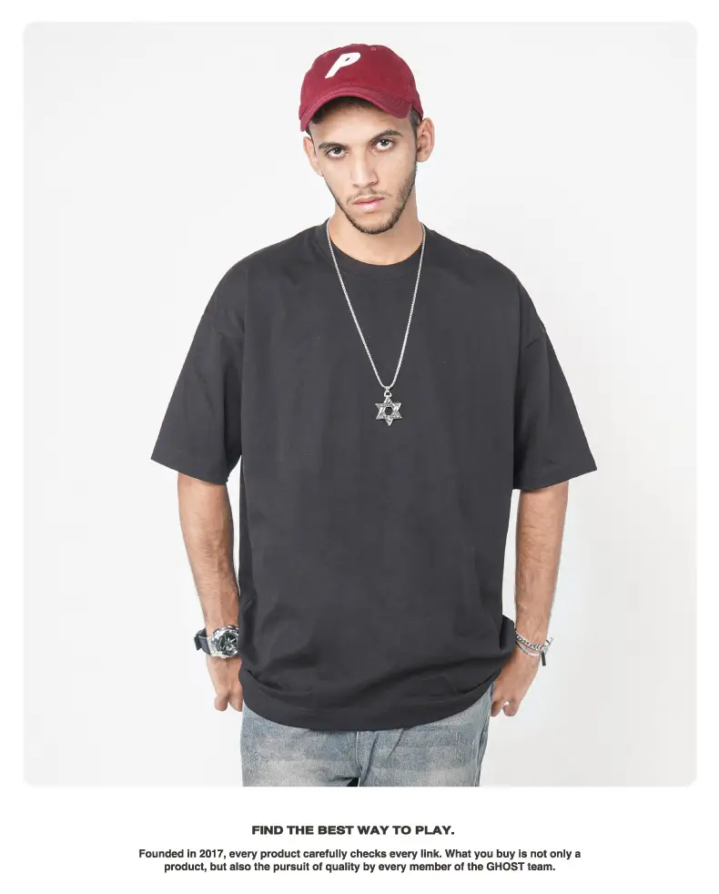 Cross-Border Heavyweight Cotton T-Shirt Grey 260g — feature 21