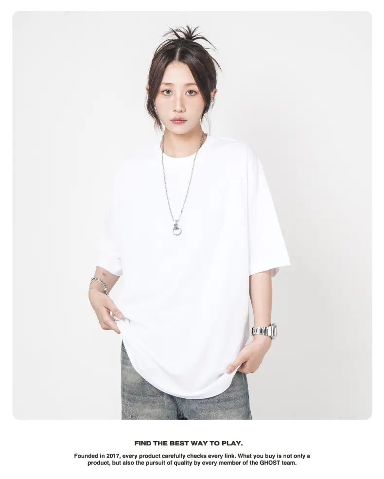 Cross-Border Heavyweight Cotton T-Shirt Grey 260g — feature 23