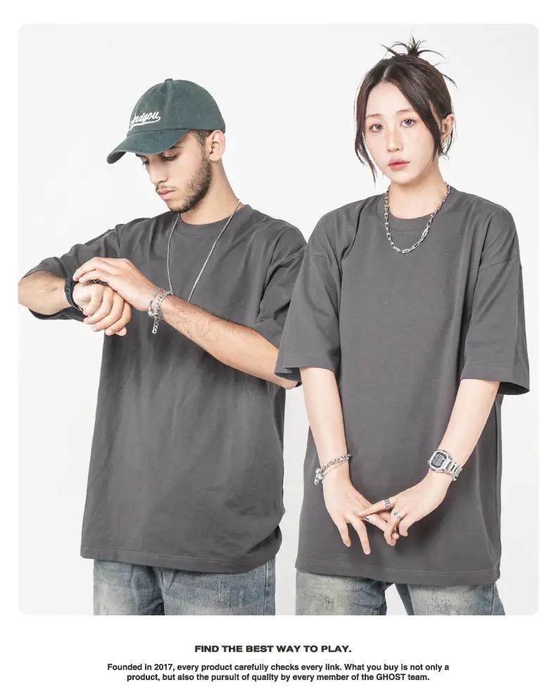 Cross-Border Heavyweight Cotton T-Shirt Grey 260g — feature 25