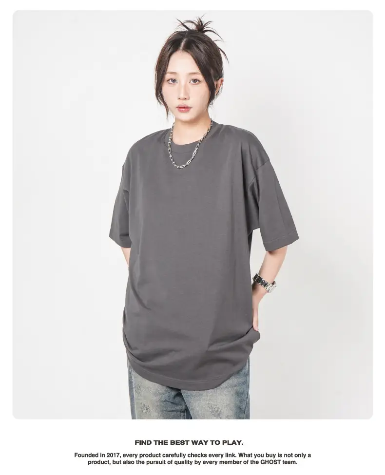 Cross-Border Heavyweight Cotton T-Shirt Grey 260g — feature 26