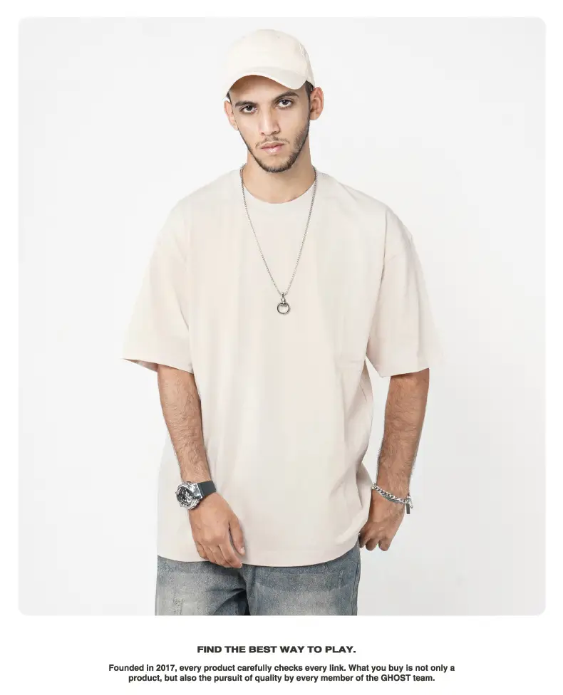 Cross-Border Heavyweight Cotton T-Shirt Grey 260g — feature 29