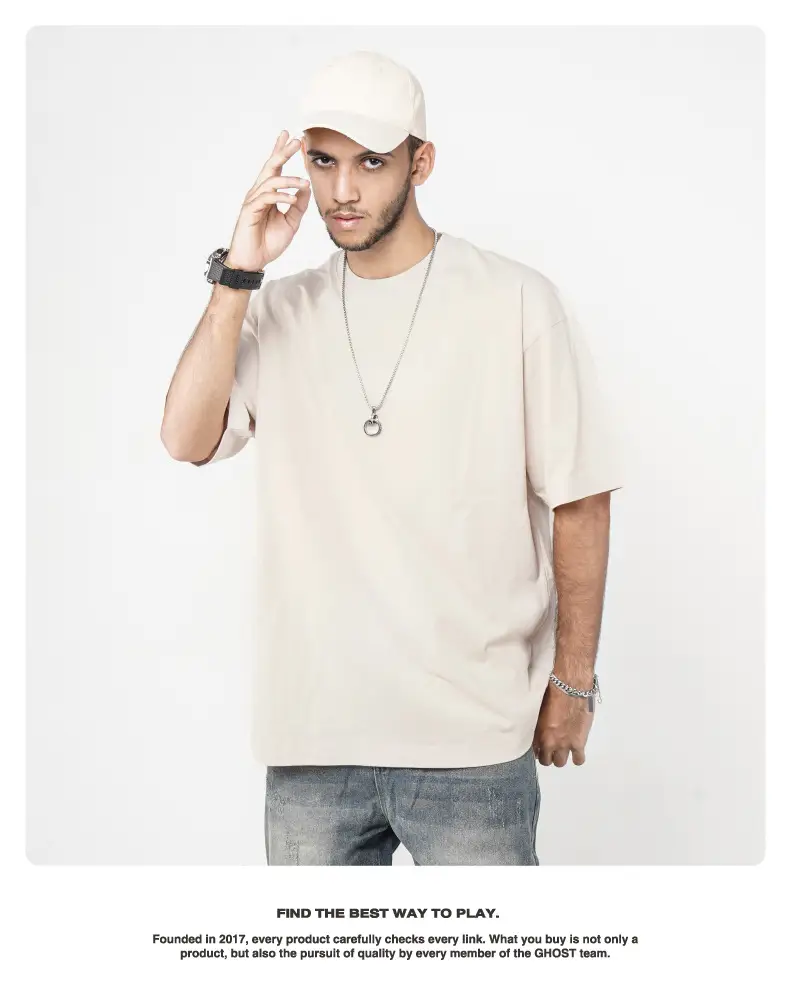 Cross-Border Heavyweight Cotton T-Shirt Grey 260g — feature 30