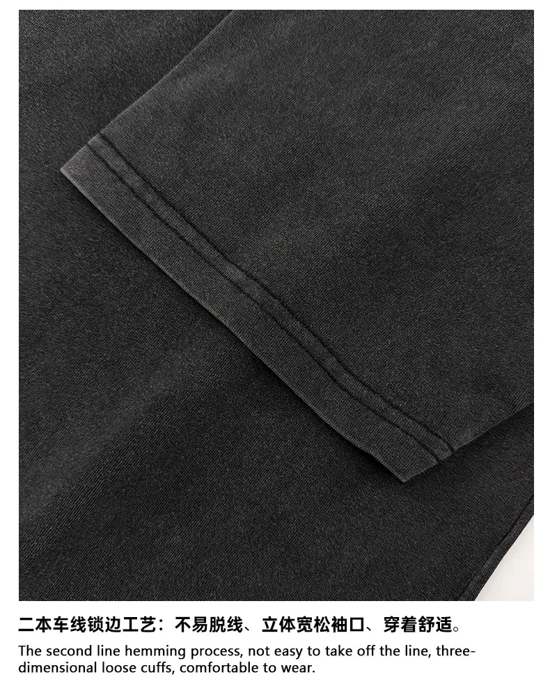 Cross-Border Heavyweight Cotton T-Shirt Grey 260g — feature 6
