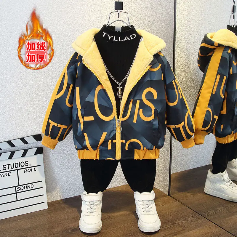 Children's Fleece Lined Jacket Yellow Black Winter Warm Coat - Image 6