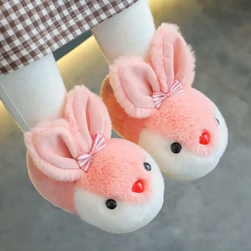 Children's cotton slippers winter New girls' cute bunny warm non-slip soft bottom boys' bag heel baby cotton shoes