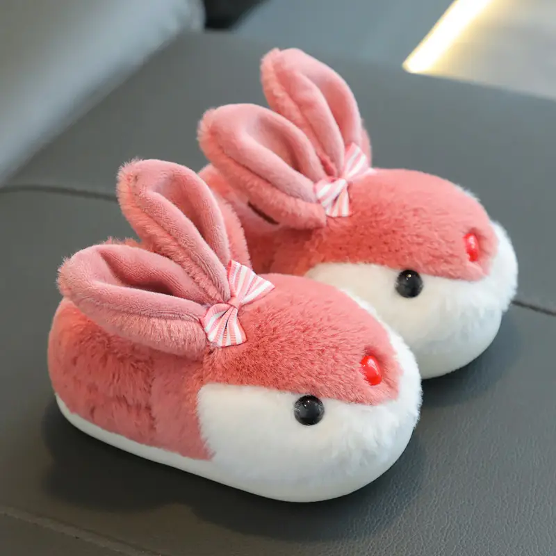 Children's cotton slippers winter New girls' cute bunny warm non-slip soft bottom boys' bag heel baby cotton shoes