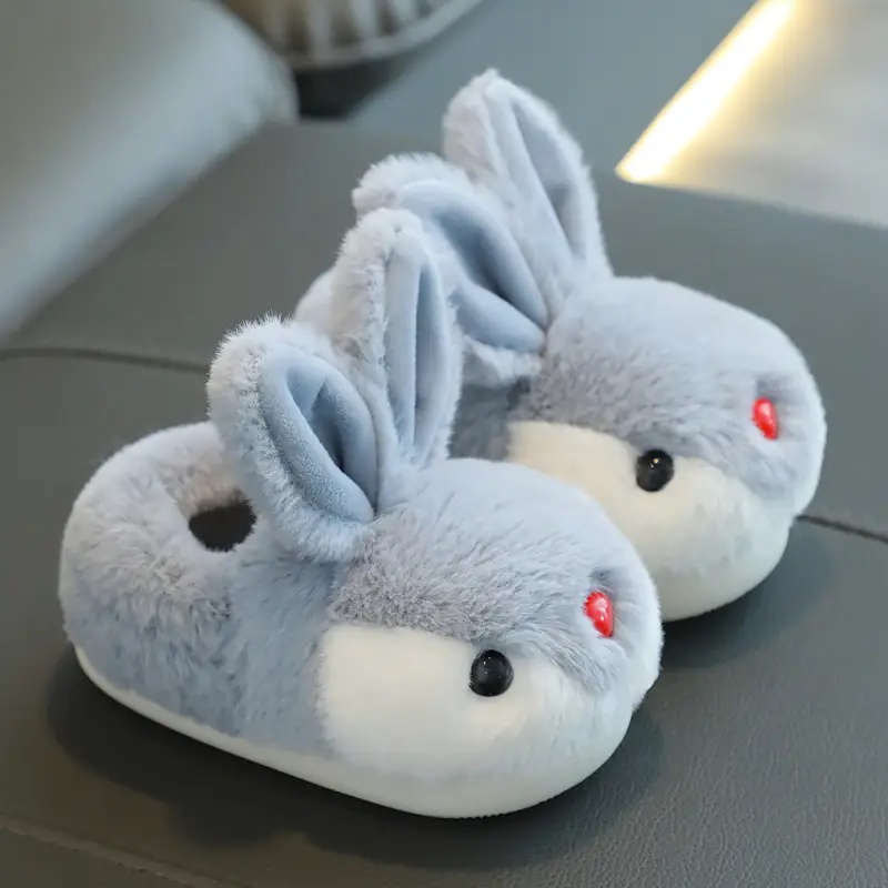 Children's cotton slippers winter New girls' cute bunny warm non-slip soft bottom boys' bag heel baby cotton shoes
