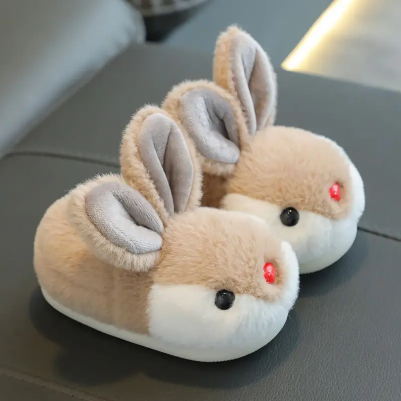 Children's cotton slippers winter New girls' cute bunny warm non-slip soft bottom boys' bag heel baby cotton shoes