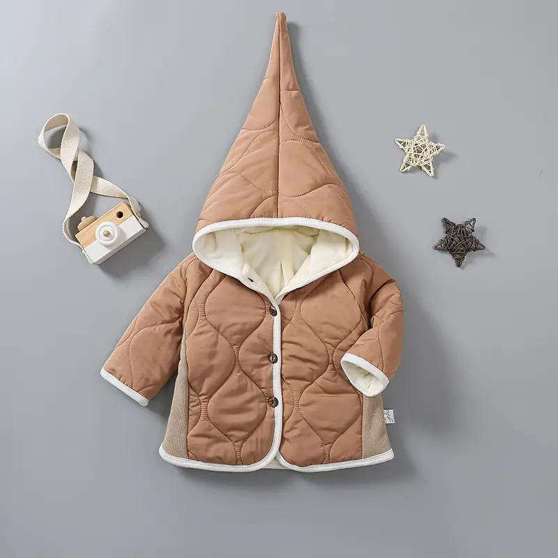 Baby Hooded Puffer Jacket Olive Green Fleece Lined - Image 6