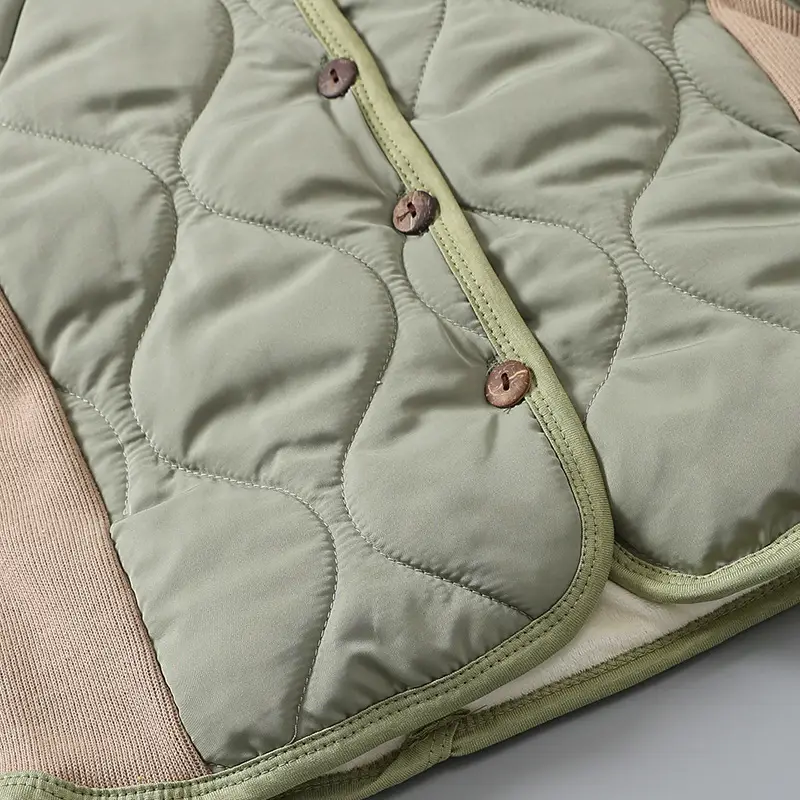 Baby Hooded Puffer Jacket Olive Green Fleece Lined — feature 10