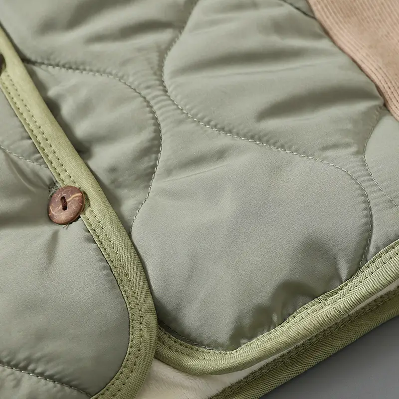 Baby Hooded Puffer Jacket Olive Green Fleece Lined — feature 11