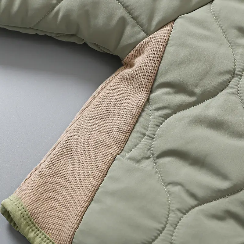 Baby Hooded Puffer Jacket Olive Green Fleece Lined — feature 12