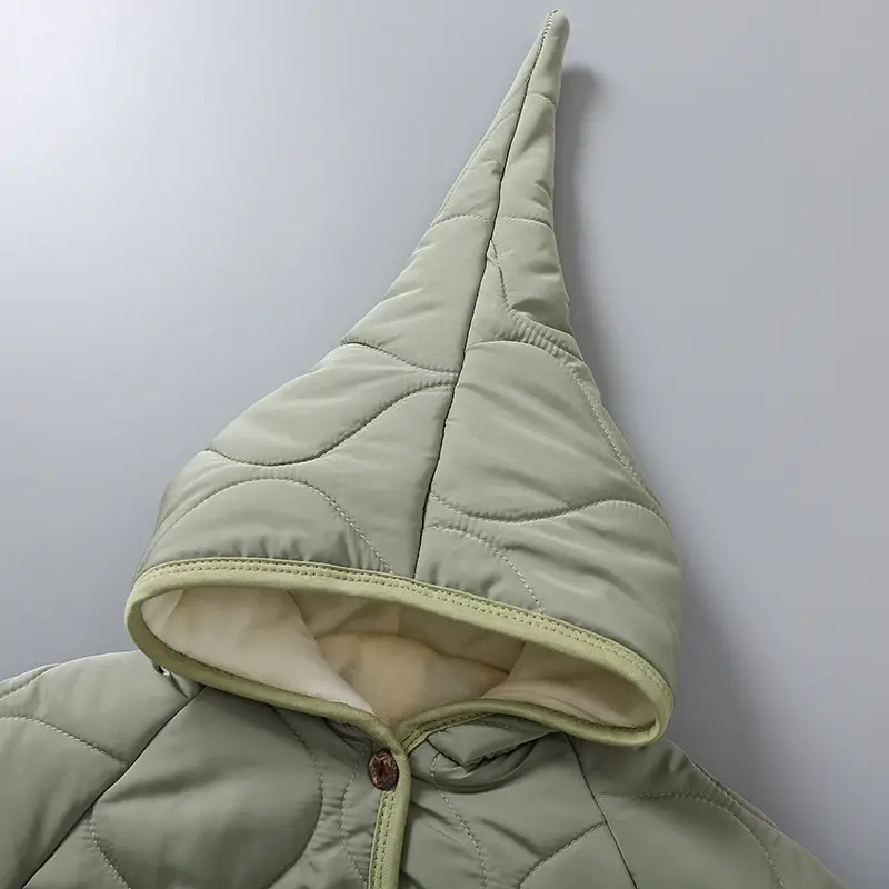 Baby Hooded Puffer Jacket Olive Green Fleece Lined — feature 6