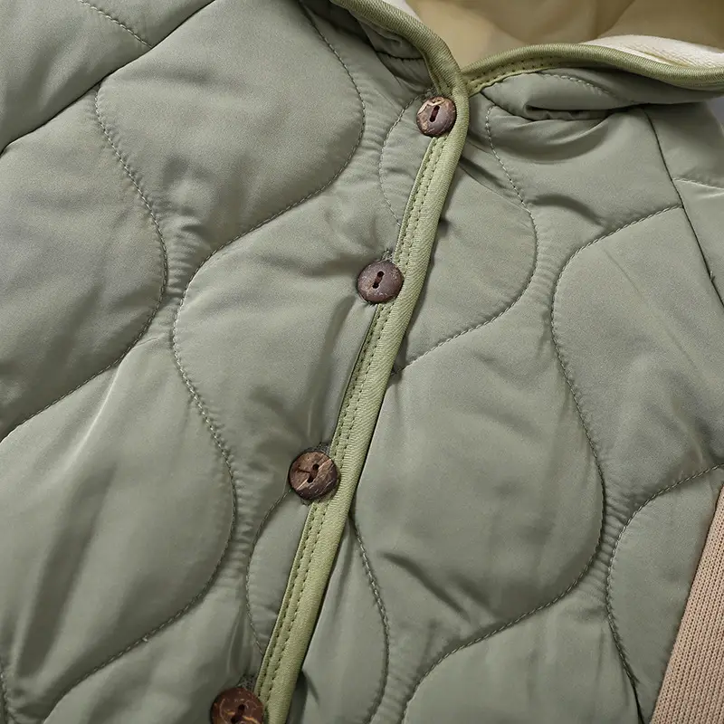 Baby Hooded Puffer Jacket Olive Green Fleece Lined — feature 8