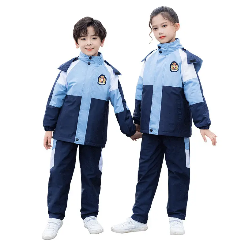 Kids Blue Jersey School Uniform Set Autumn Winter Two-Piece - Image 7