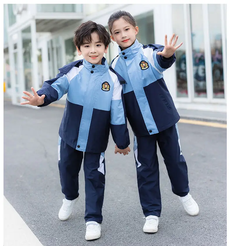 Kids Blue Jersey School Uniform Set Autumn Winter Two-Piece — feature 13