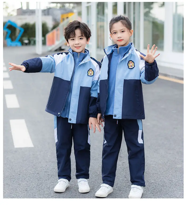 Kids Blue Jersey School Uniform Set Autumn Winter Two-Piece — feature 15
