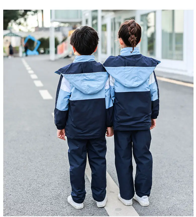 Kids Blue Jersey School Uniform Set Autumn Winter Two-Piece — feature 18