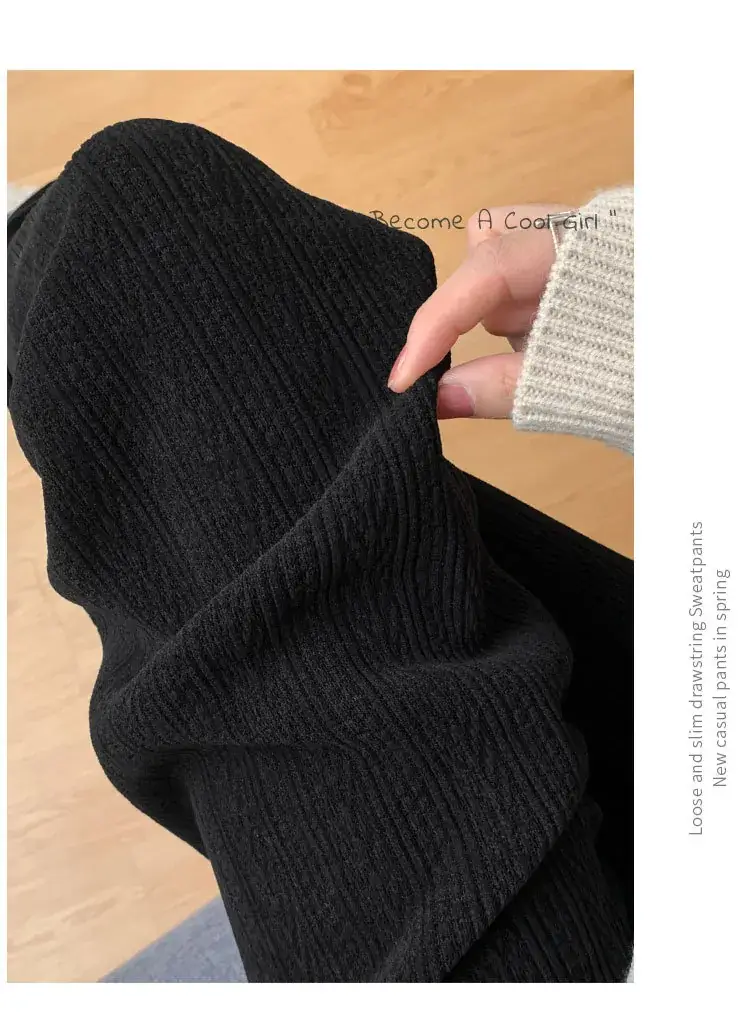 Women Wide Leg Knitted Pants Narrow Wheat High Waist Spring Autumn — feature 12