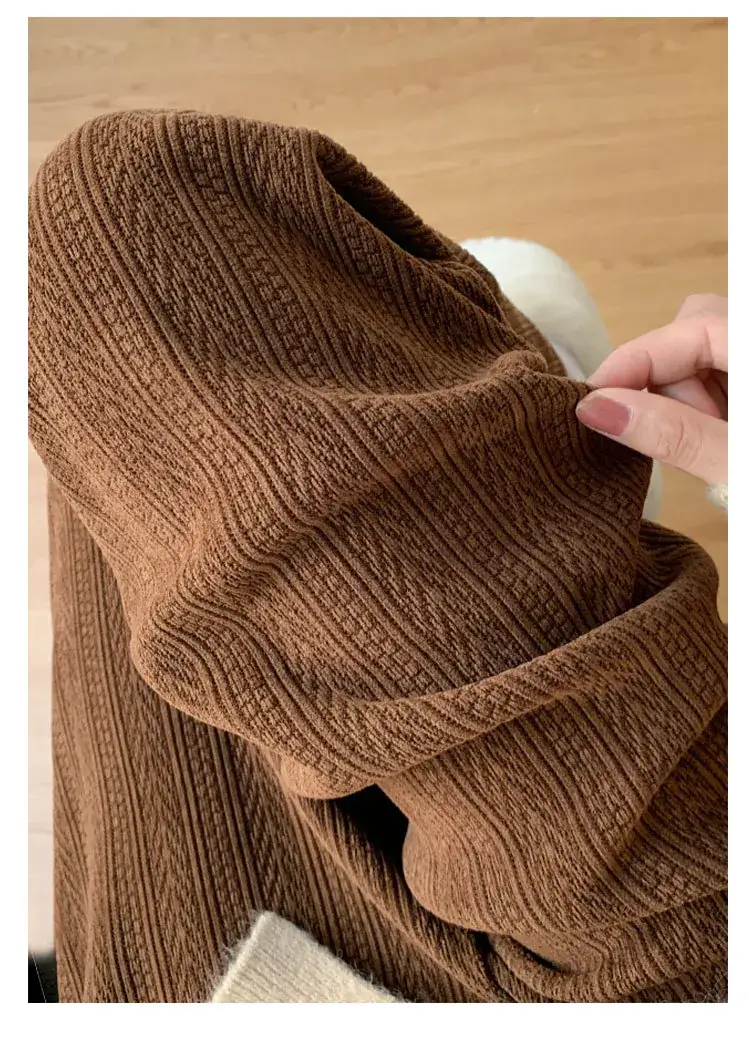 Women Wide Leg Knitted Pants Narrow Wheat High Waist Spring Autumn — feature 22
