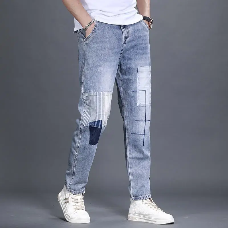 Men Skinny Light Blue Hip-Hop Jeans 2022 — feature 2