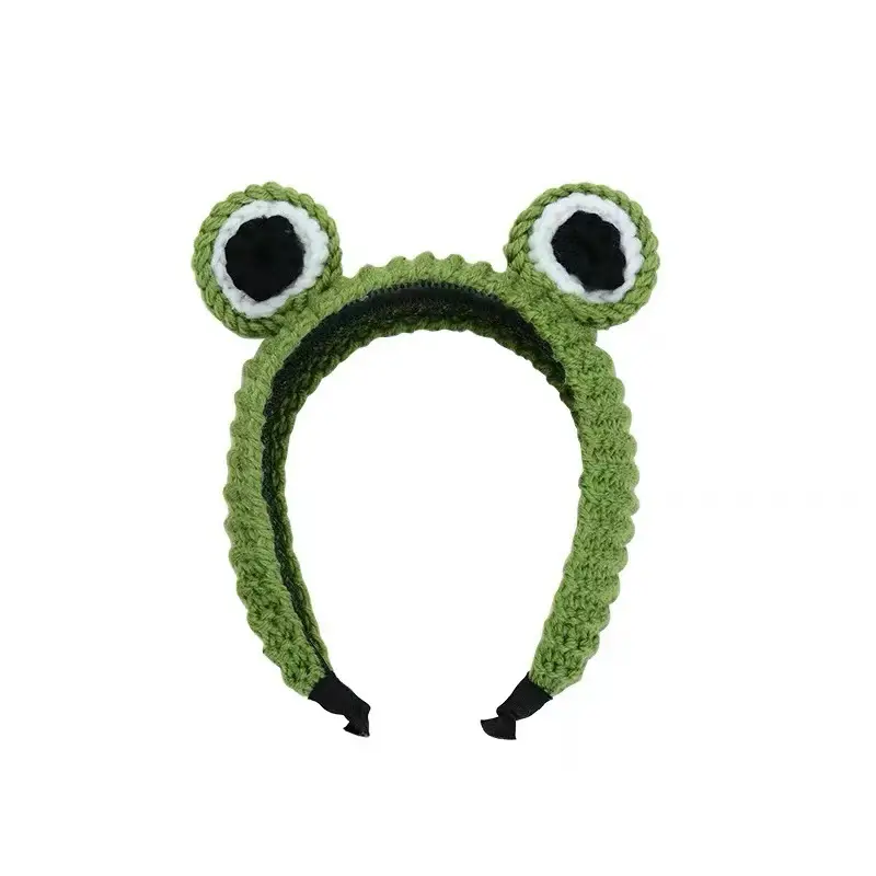 Frog Hair Band with Big Eyes Wool Knit Headband