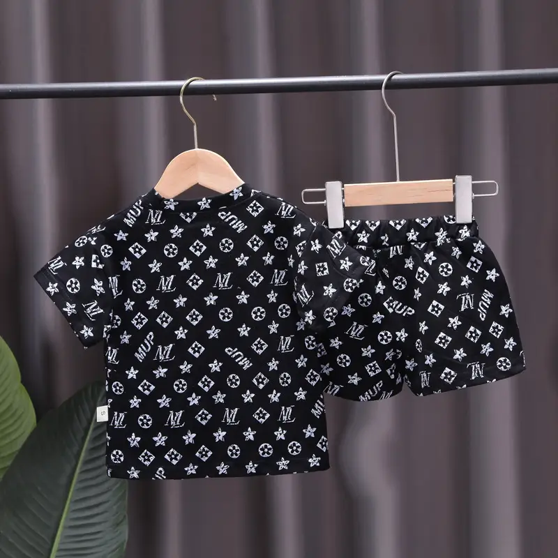 Children's Printed T-Shirt Shorts Set Brown 0-4Y - Image 4