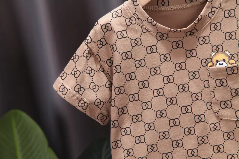 Children's Printed T-Shirt Shorts Set Brown 0-4Y — feature 8
