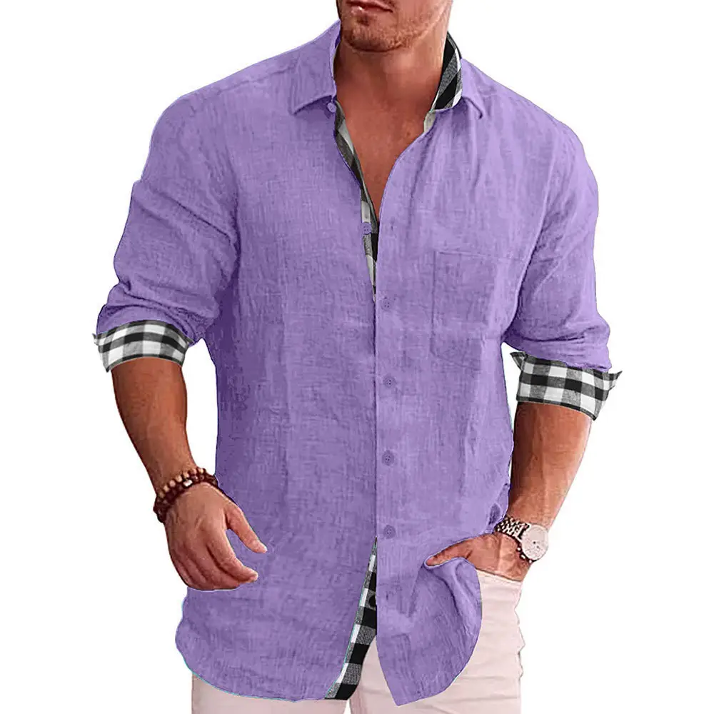 Men's Pink Printed Long Sleeve Shirt Large — feature 9