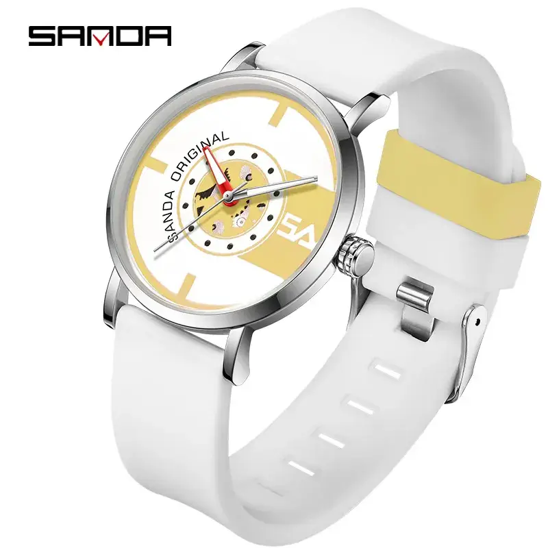 Sanda Digital Analog Silicone Watch Black Blue - Image 3