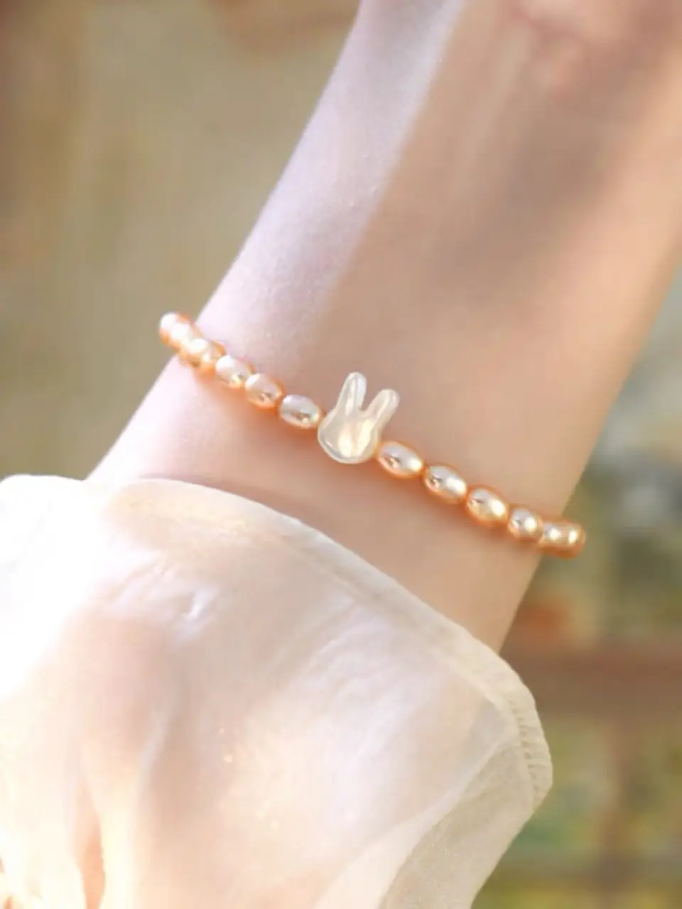 White Butterfly Pearl Bracelet for Girls - Image 2