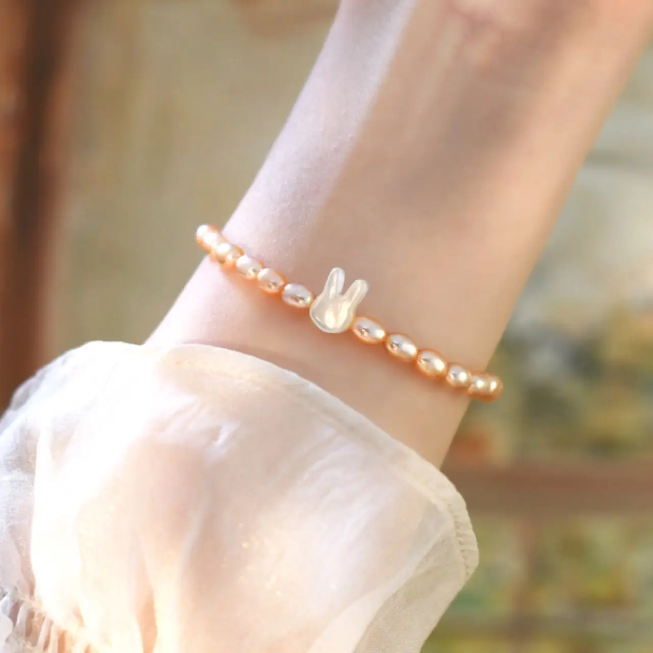 White Butterfly Pearl Bracelet for Girls - Image 4