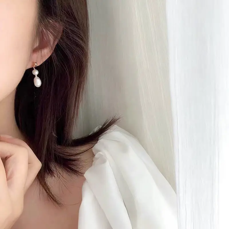 Natural Freshwater Pearl Earrings for Women S925 Silver