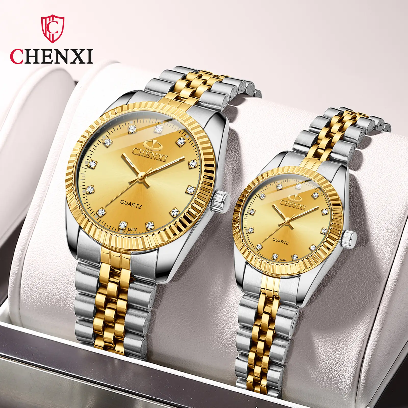 Chenxi Gold & Silver Couple Watches Rhinestone Dial - Image 7
