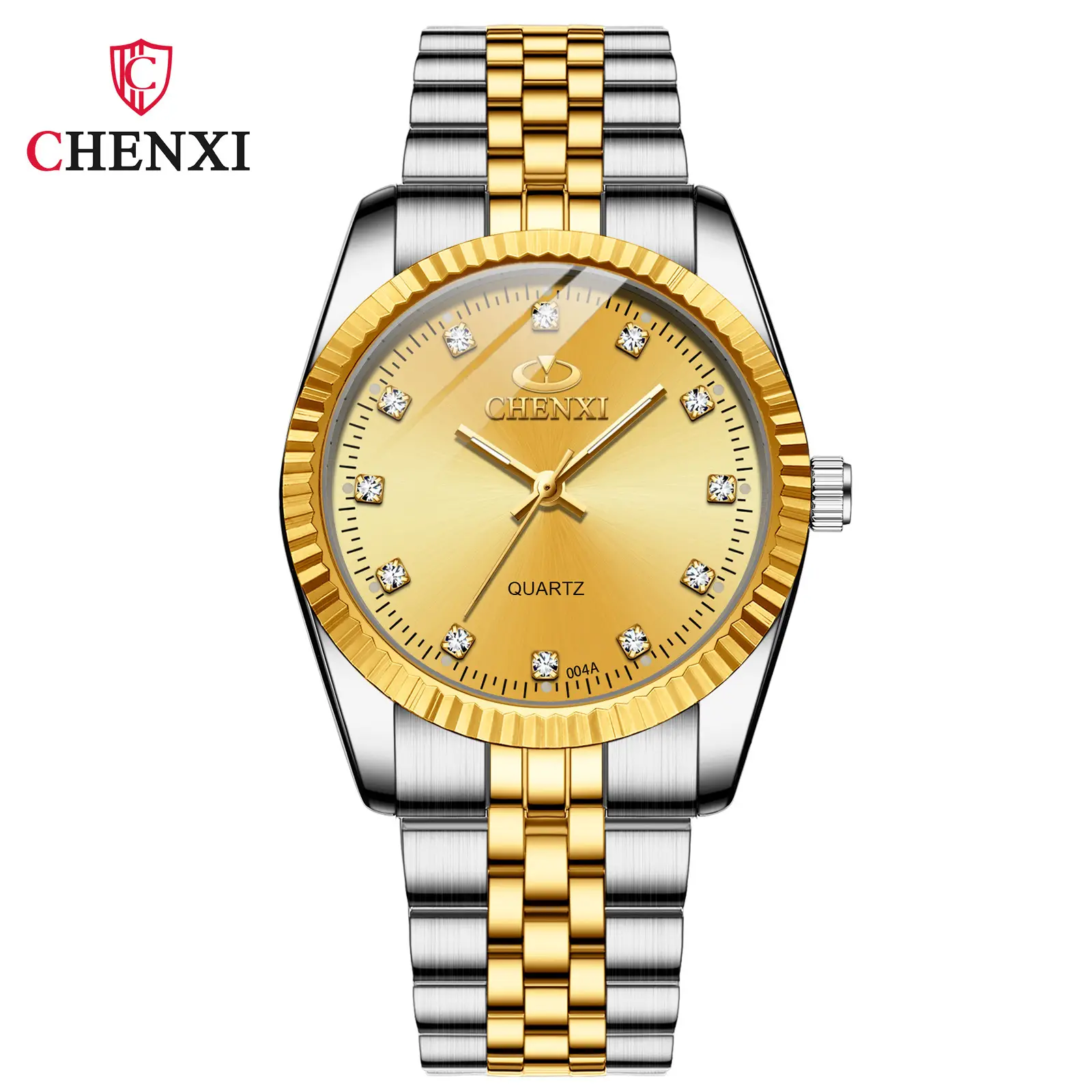 Chenxi Gold & Silver Couple Watches Rhinestone Dial - Image 3