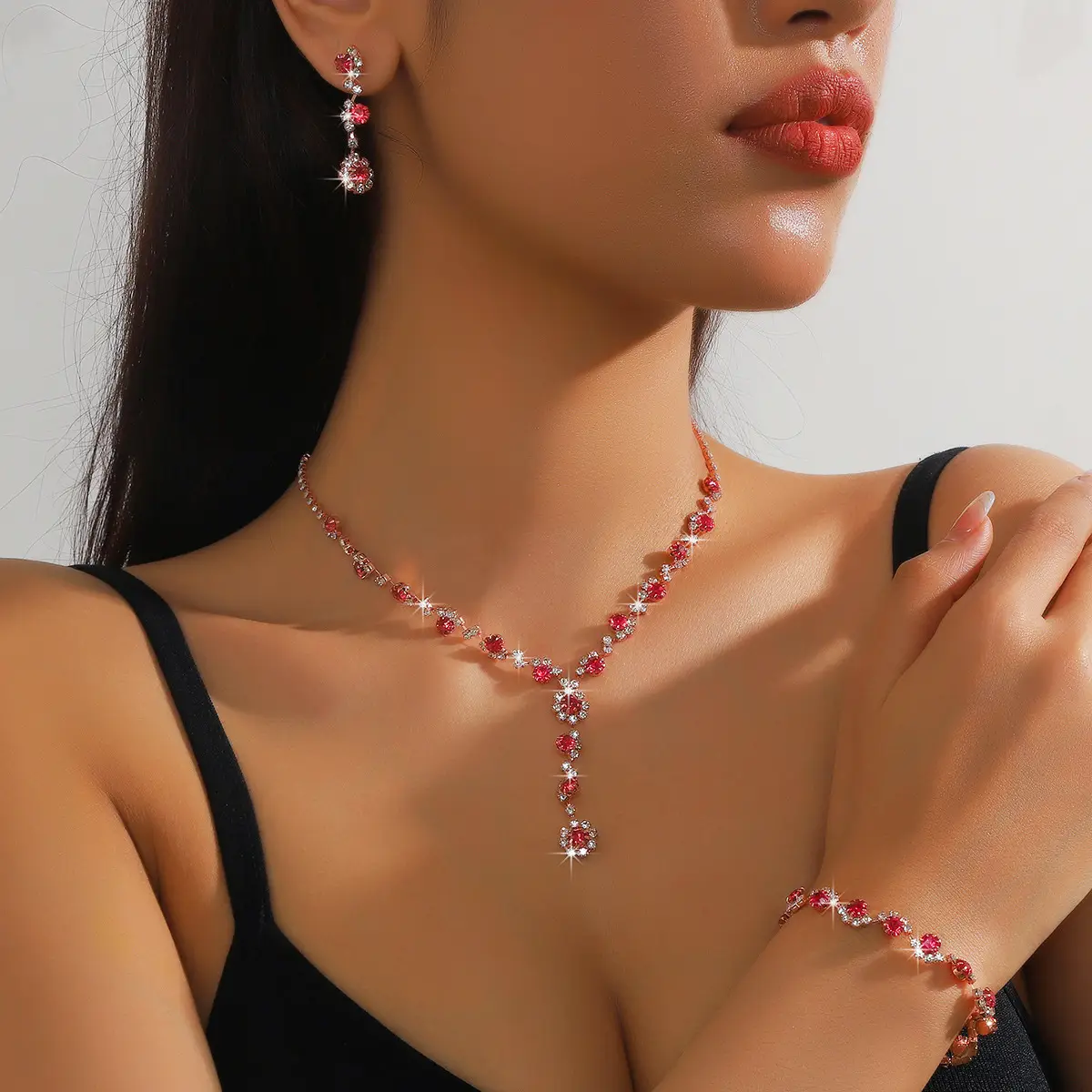 Black Black Diamond 3-Piece Jewelry Set for Women