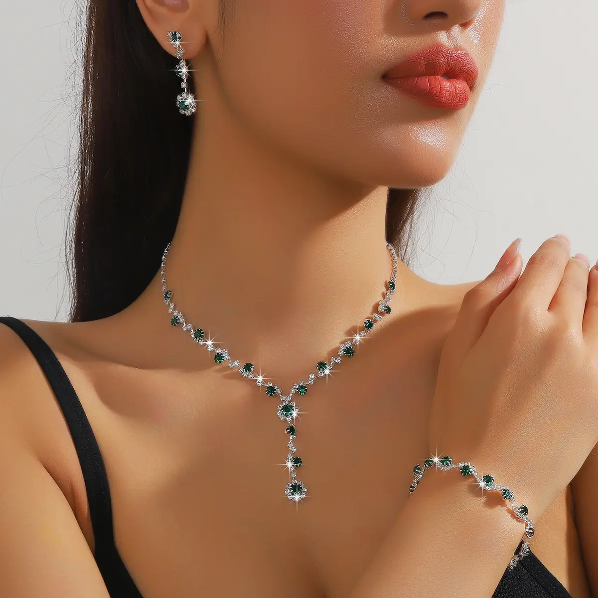 Black Black Diamond 3-Piece Jewelry Set for Women