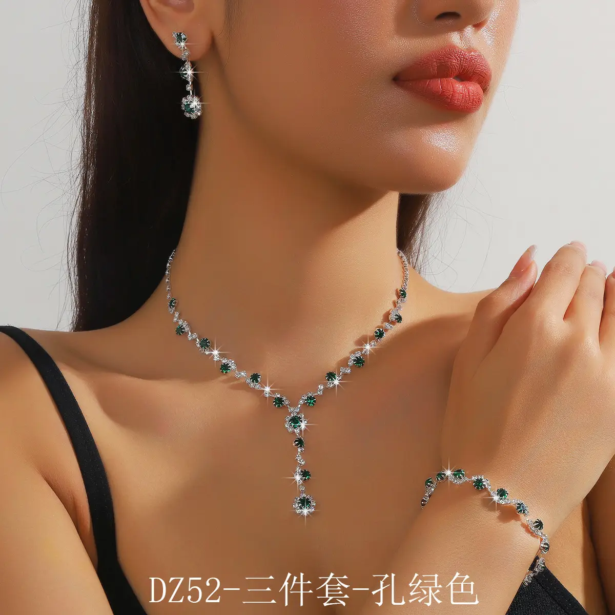 Black Black Diamond 3-Piece Jewelry Set for Women
