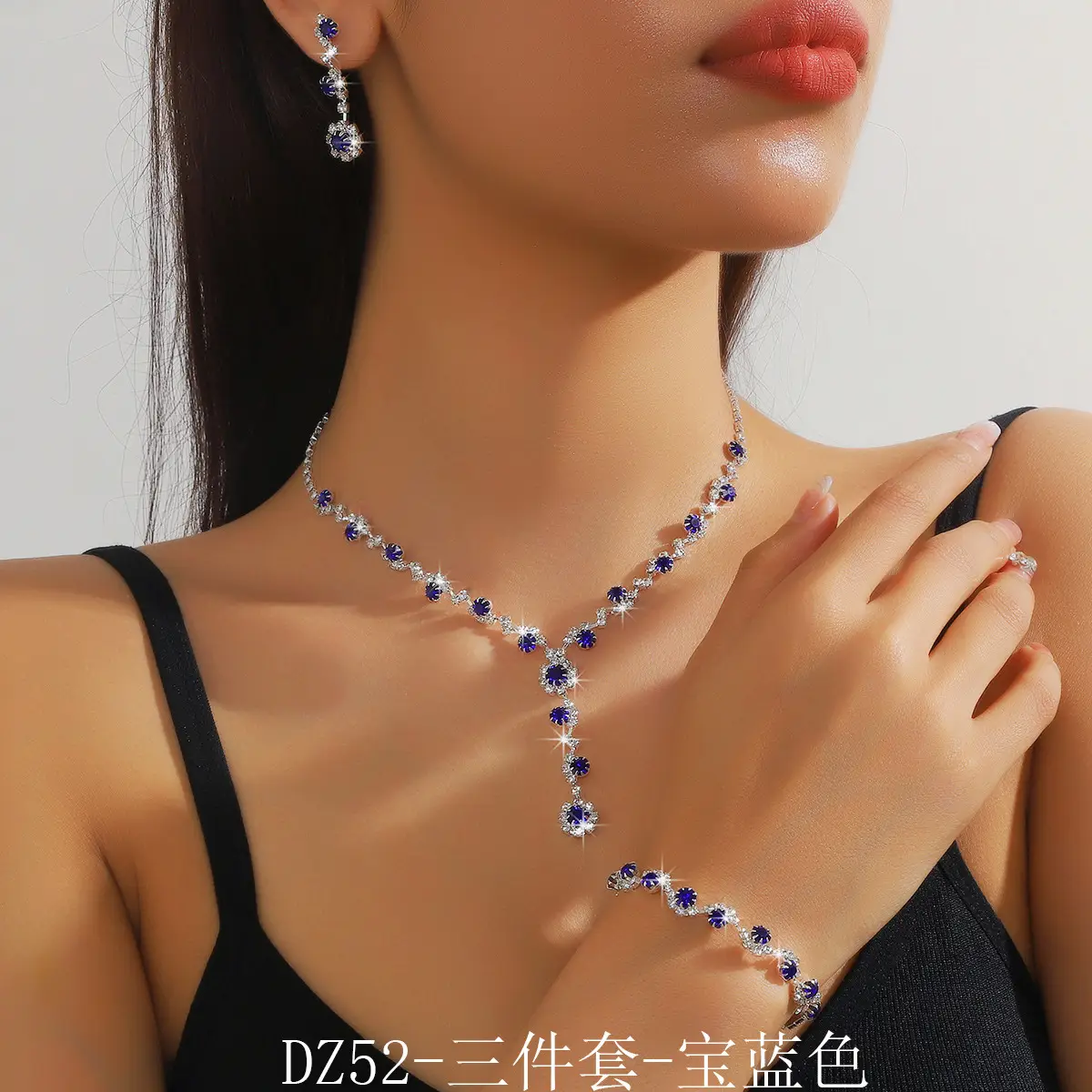 Black Black Diamond 3-Piece Jewelry Set for Women