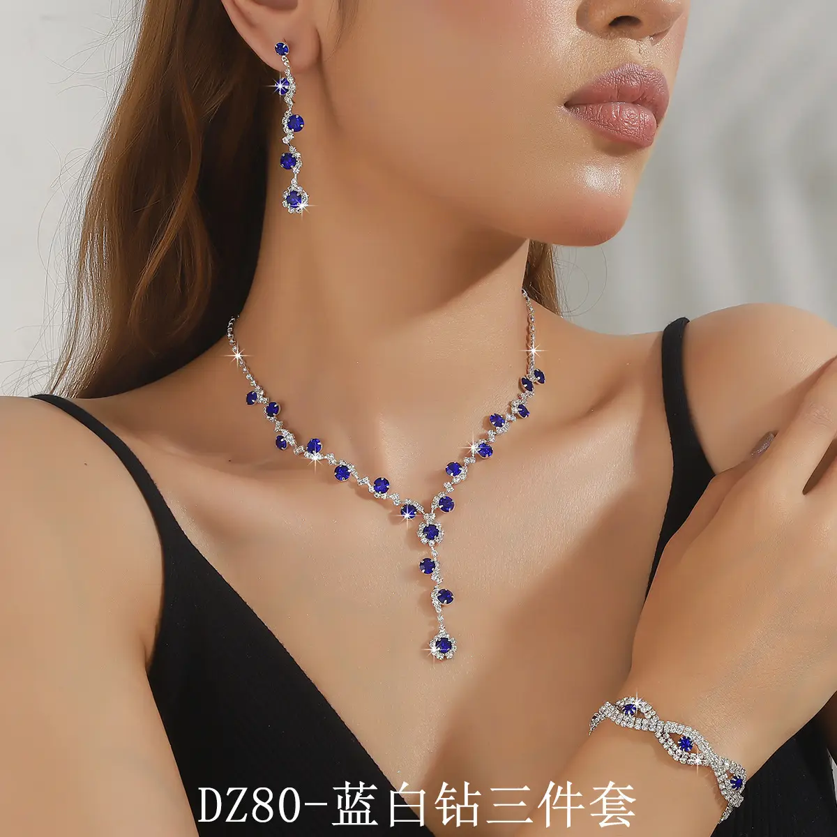 Black Black Diamond 3-Piece Jewelry Set for Women