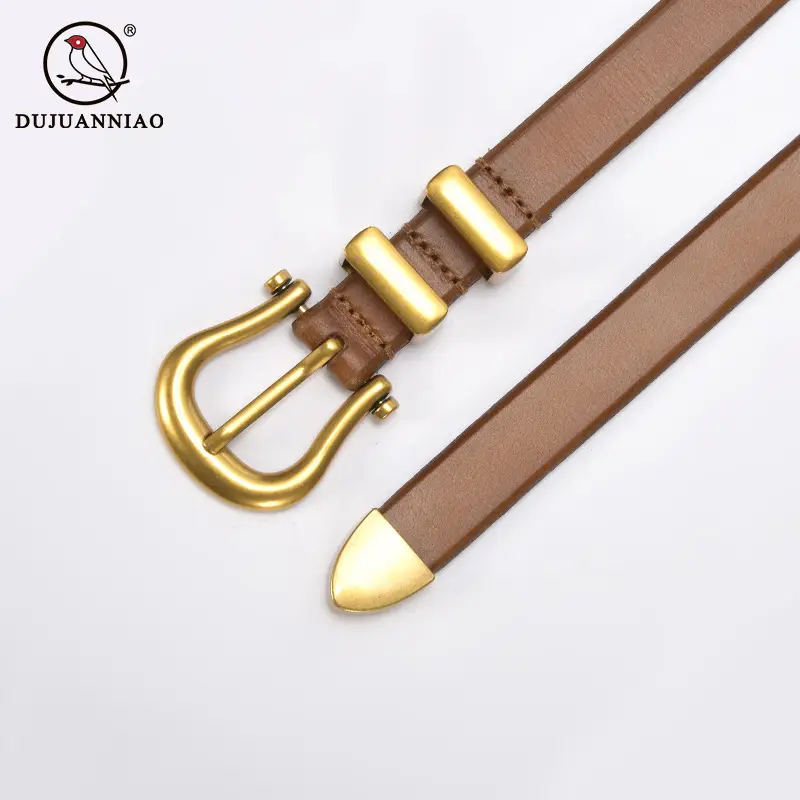 Women's Vintage Brown Gold Belt for Jeans Top Layer Plaster Bark - Image 14