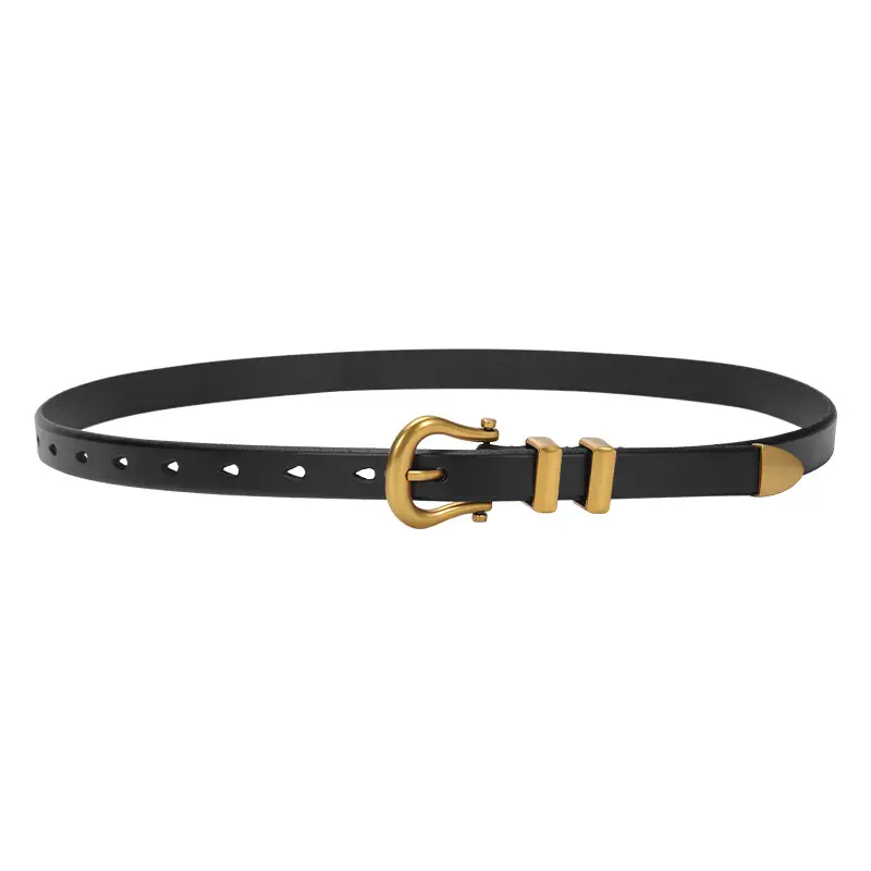 Women's Vintage Brown Gold Belt for Jeans Top Layer Plaster Bark - Image 15