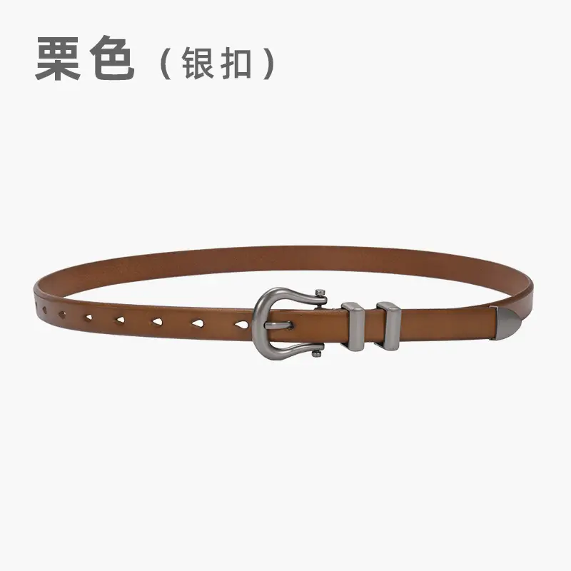 Women's Vintage Brown Gold Belt for Jeans Top Layer Plaster Bark - Image 10