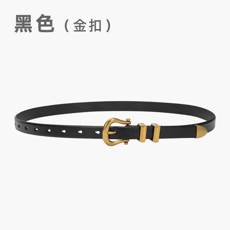 Women's Vintage Brown Gold Belt for Jeans Top Layer Plaster Bark - Image 2