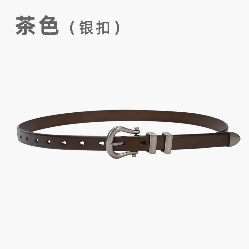 Women's Vintage Brown Gold Belt for Jeans Top Layer Plaster Bark - Image 6