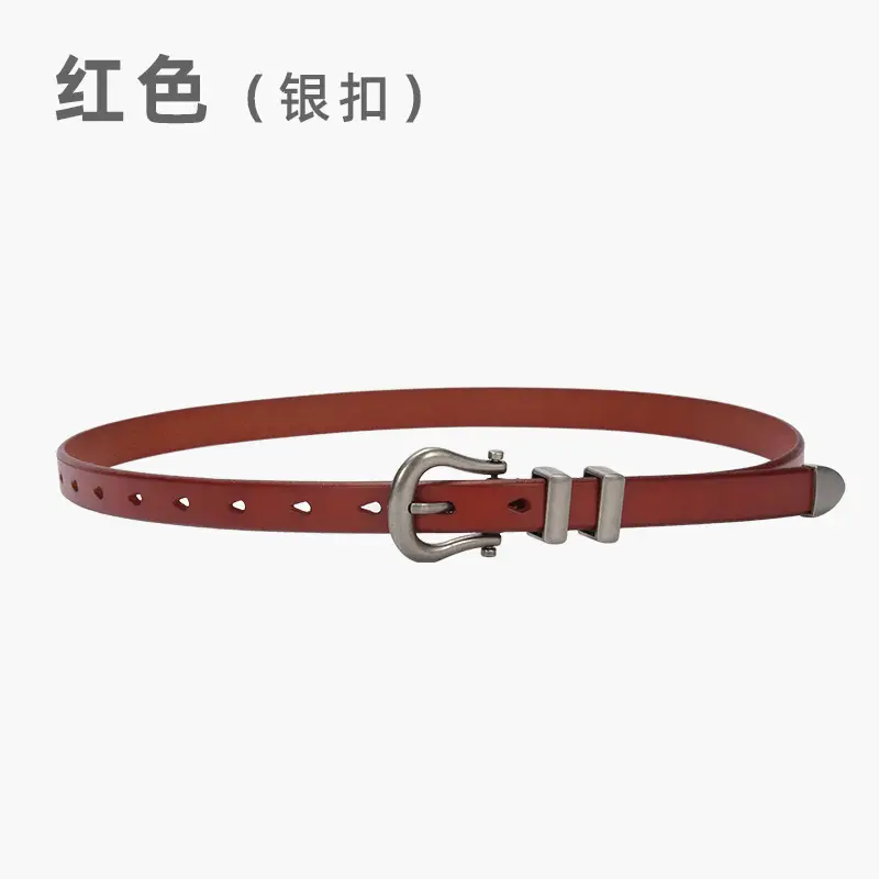 Women's Vintage Brown Gold Belt for Jeans Top Layer Plaster Bark - Image 8